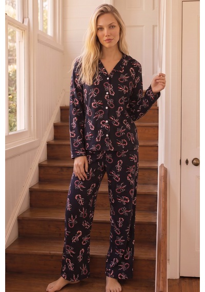 Siyah İnci Desenli Termal Kumaşlı Ultra Soft Yumuşak Düğmeli Örme Pijama Takımı 26226122 Siyah Siyah İnci Desenli Termal Kumaşlı Ultra Soft Yumuşak Düğmeli Örme Pijama Takımı 26226122 Siyah