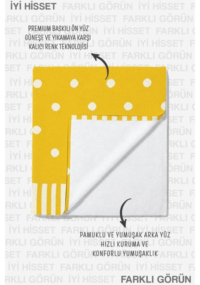 Sarı Puantiyeli Plaj Havlusu - Minimalist Modern Havuz Deniz Banyo Hızlı Kuruyan Mikrofiber Havlu Çiy Porselen