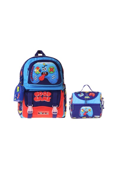 Kaukko Kids Good Game Erkek Çocuk Lacivert - Kırmızı İlkokul Sırt Çantası Ve Beslenme Çanta Seti - Setkk-l5389b Çok Renkli