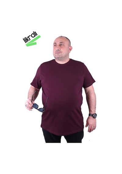 Starbattal Erkek Büyük Beden Likralı Basic Sıfır Yaka Tişört 11160 Murdum-Murdum Çok Renkli