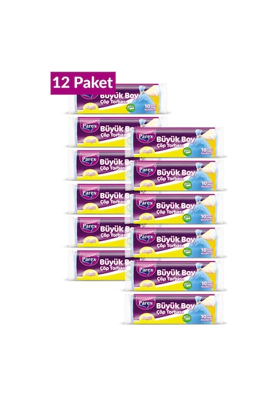 Güçlü Çöp Torbası Büyük Boy 10'lu 65 X 80 Cm 12 Paket
