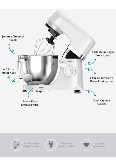 Kumtel SM-02 1800 W Hamur Yoğurma Makinesi