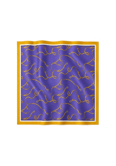Tarzını Seç Mor Altın Toka Desenli Fular 70 X 70 Cm Mor - Altın