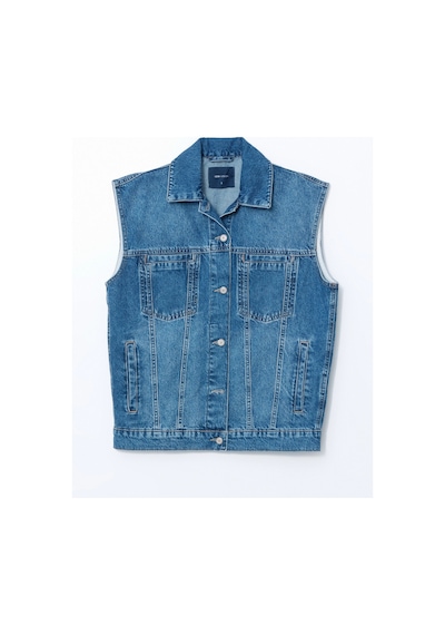 LC Waikiki Lcw Vision İndigo Gömlek Yaka Kadın Jean Yelek Mıd Indıgo Rodeo