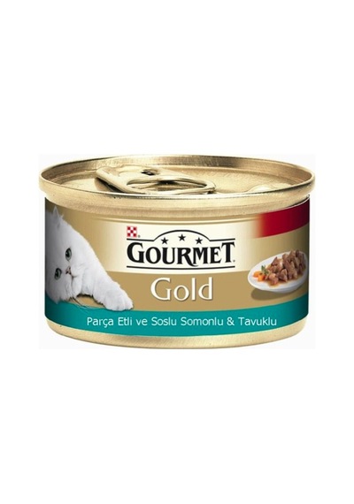Gourmet Gold Somon ve Tavuklu Konserve Yetişkin Kedi Maması 6 x 85 G