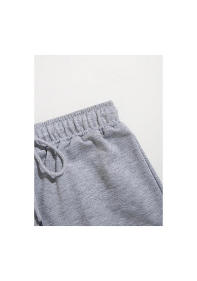 Tarzsokak Letter Graphic Drawstring Waist Track Şort Gri