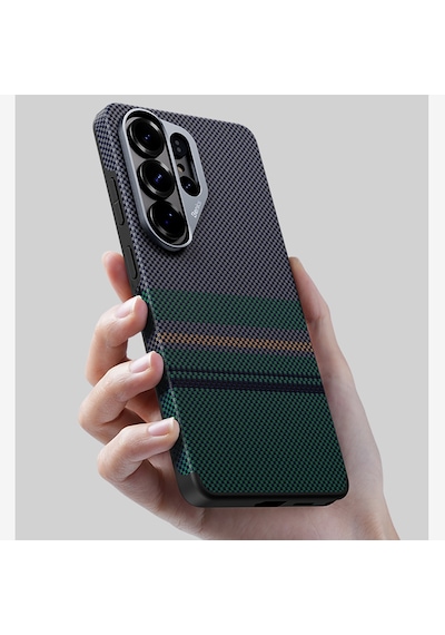 Galaxy Uyumlu S26 Ultra Uyumlu Kılıf M-safe Özellikli Karbon Fiber Benks Aurora Armorpro Kevlar Kapak Yeşil Yeşil