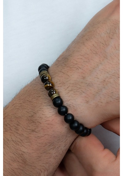 Oniks Kaplangözü Taşlı Unisex Bileklik Okb3 Çok Renkli