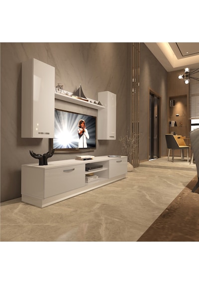 Decoraktiv Eko 5db Mdf Dvd Tv Ünitesi Tv Sehpası Beyaz