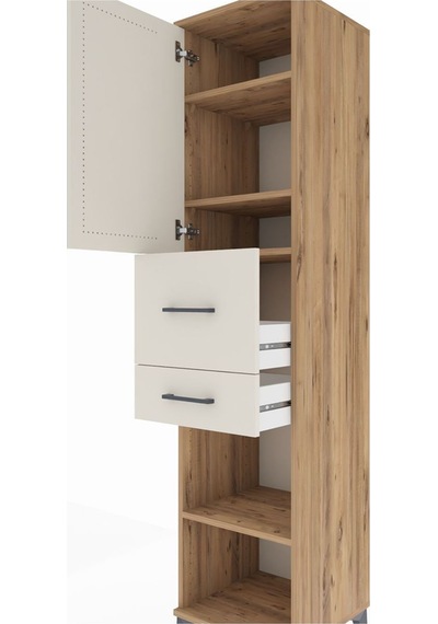 Hyperion Dolap 4 Raflı 2 Çekmeceli Tek Kapaklı 44x44x195 Çam-aytaşı Atlas Çam