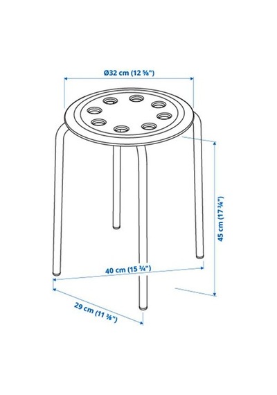 Ikea Marıus Tabure, Mavi, 45 Cm