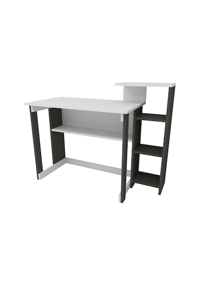 Enda Home Saye 5 Raflı Kitaplıklı Çalışma Masası Antrasit - Beyaz Koyu Gri - Beyaz