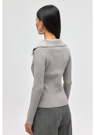 Mai Collection Mai Studios Co. İnari Polo Yaka Gri Triko Kazak gri