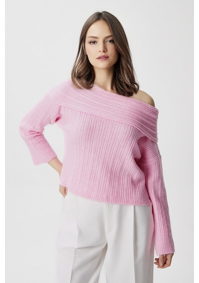 Ritnice Kadın Perla Pembe Yumuşak Dokulu Kazak Pembe