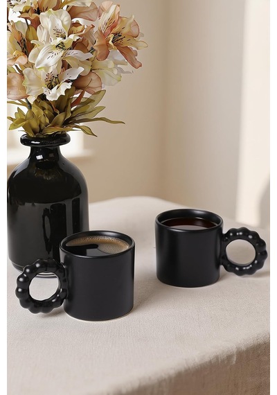 Mat Siyah İnci Kupa 8 Cm 2 Adet 956 Beyaz - Çok Renkli