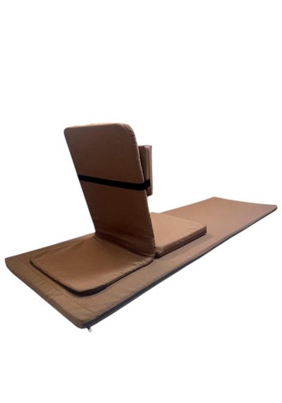 Backjack Meditasyon Sandalyesi Destekli Yer Minderi + 60x180 Kumaş Mat - Backjack 3xl Mat+backjack İkili Set Açık Kahverengi