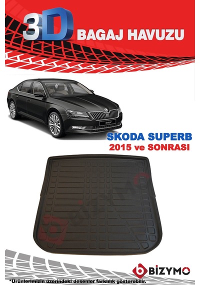 Skoda Superb 2015 ve Sonrası 3D Bagaj Havuzu Bizymo Skoda Superb 2015 ve Sonrası 3D Bagaj Havuzu Bizymo