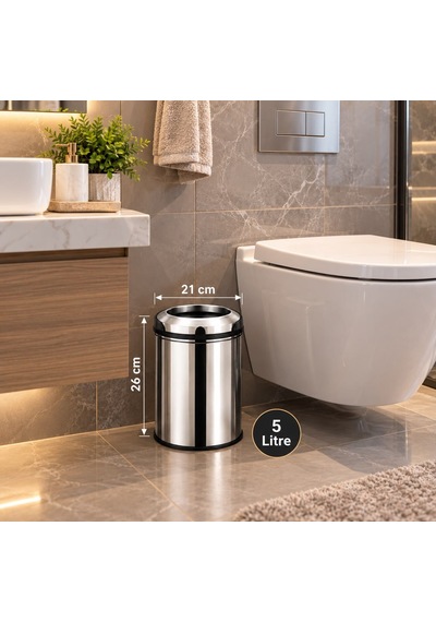 Pratik Çemberli Çöp Kovası 5 Lt Paslanmaz Acar 13279