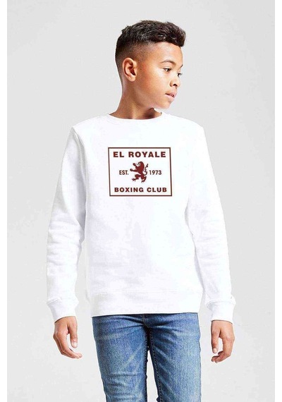 Tshirthane Riverdale El Royale Boxing Club Baskılı Unisex Çocuk Beyaz Sweat Beyaz