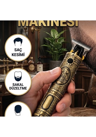 Kablosuz Saç Sakal Kesme Makinesi 300 Dakika Kullanım T Tipi Metal Bıçak