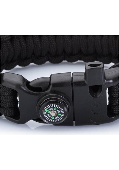 Paracord Bileklik-pusula-ateş Başlatıcı-düdük-siyah-2019 Siyah