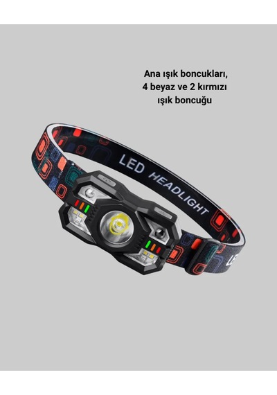 Astraltech Şarj Edilebilir Hareket Sensörlü 5 Modlu Kafa Lambası Çok Renkli