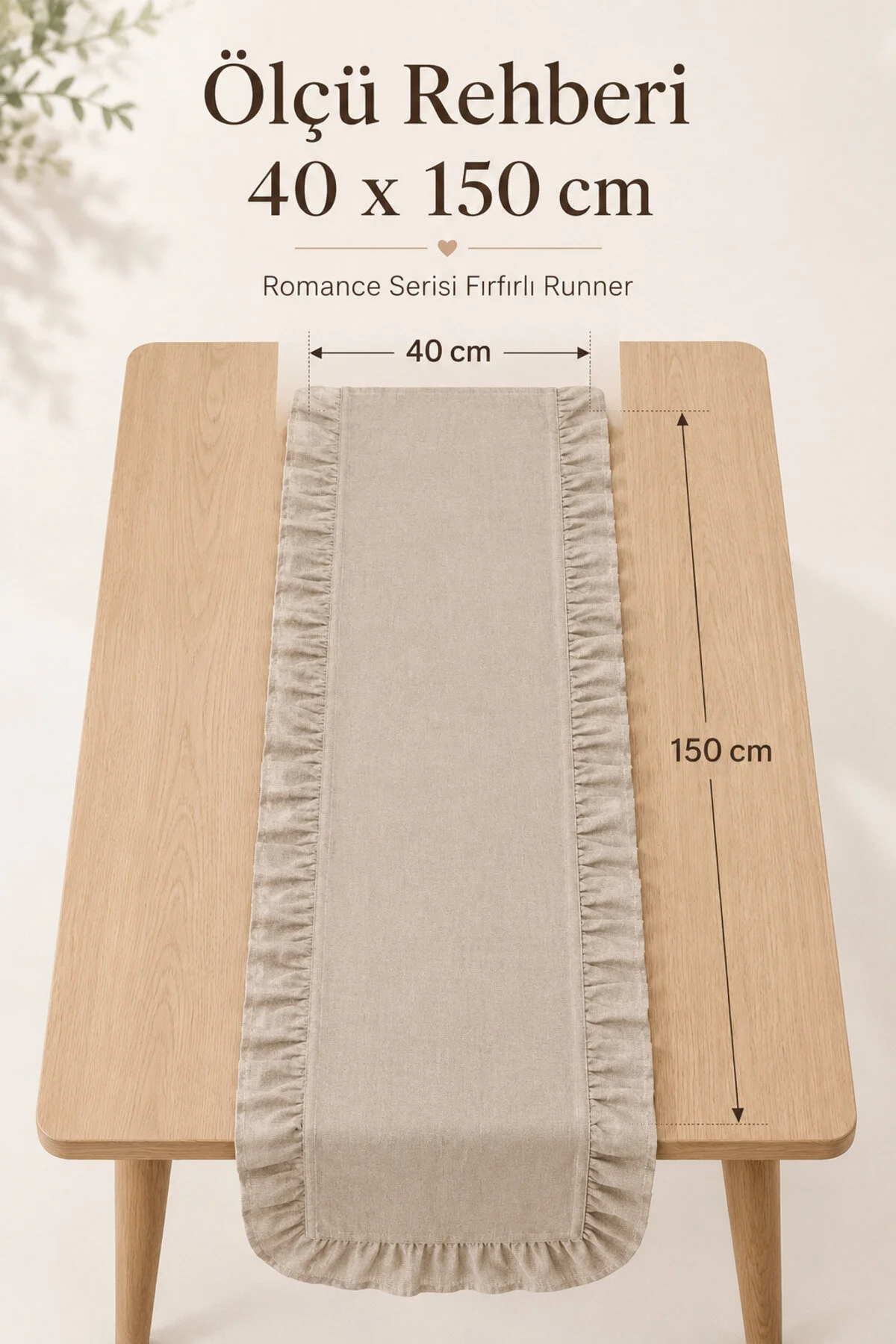 Morlay Kahve Fırfırlı Runner Masa Örtüsü 40x150cm