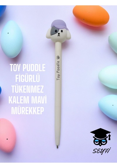 Toy Puddle Figürlü Tükenmez Kalem Mavi Mürekkep Mor