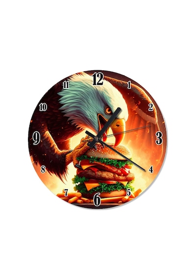 Kara Kartal Hamburger Avı Akarlı Duvar Saati Ahşap