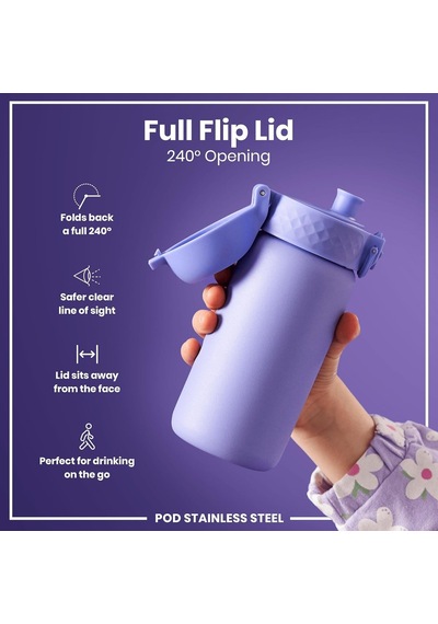 Ion8 - Paslanmaz Çelik Çocuk Suluk - Açık Mor - 400 Ml - Sızdırmaz Genel
