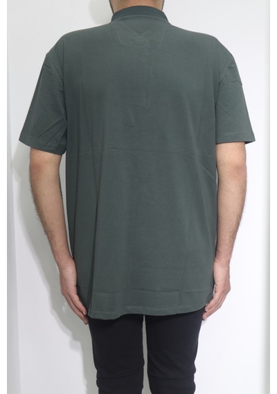 Santa Dmctekstil Erkek Desenli Spor Kesim Rahat Kalıp Polo Yaka Battal T-shirt Haki