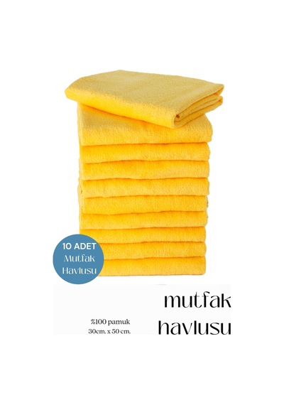 10 Adet Mutfak Havlusu El Yüz Havlusu Sarı
