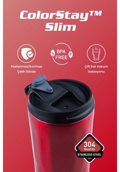 Cooker Colorstay Slim 500 Ml Paslanmaz Çelik Bardak Termos Ckr2100 Kırmızı