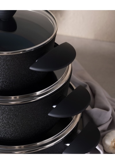 Madame Coco Opus Titanium 7 Parça Tencere Seti - Siyah Tncr0000000041