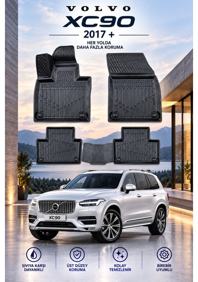 Volvo Xc90 2017+ Aracınıza Özel Üretim Havuzlu Paspas Takımı A+ -mod-