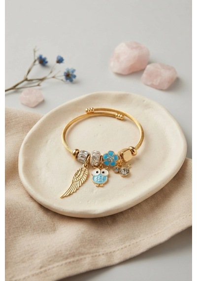 Baykuş Model Gold Renk Charmlı Bileklik 6446404