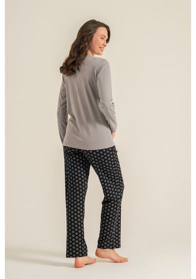 Pierre Cardin Kadın Gri Uzun Kol Pijama Takım Pc9289-s-v2 Pc9289-s-v2