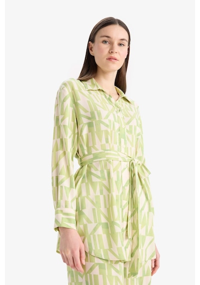 Defacto Relax Fit Desenli Viskon Uzun Kollu Tunik D9753ax25smgn1146 Yeşil