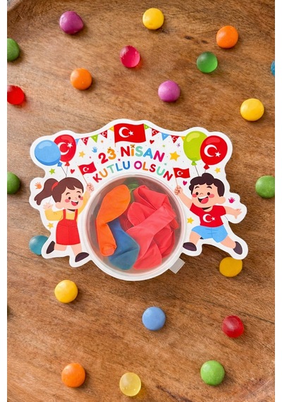 23 Nisan Kutlu Olsun Çocuk Temalı Şeker Kutusu 10 Lu Set Kapaklı Mini Bayram Şeker Kabı, Hediyelik
