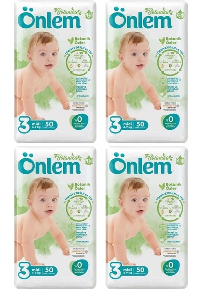Önlem Botanika Bebek Bezi 3 Numara İkili Jumbo Midi 50'li x 4 4'lü