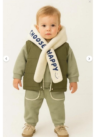 Erkek Bebek 3 Lü Kışlık Eşofman Takımı Polar Şallı, Şardonlu Yelekli, Sweatshirt Ve Alt 10697-y Yeşil