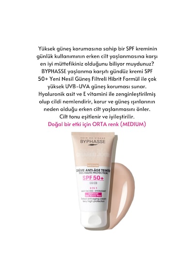Byphasse  3'ü 1 Arada Renkli Güneş Kremi Medium SPF50+ 50 ML