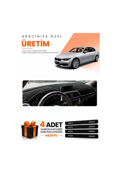 Bmw F30 2010-2018 Uyumlu Torpido Koruma Örtüsü Oto Kılıfı - Siyah Gri