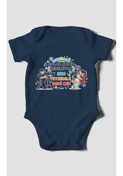 Morivokids Teyzeye Özel Kısa Kollu Bebek Body %100 Pamuk Zbn90-kk Lacivert