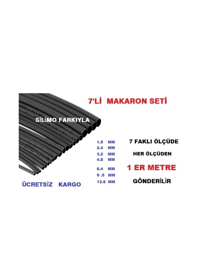 Izoleli Kablo Ucu Soketi Fiş Terminali Daralan Makaron 7 Li Set
