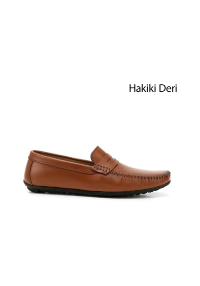 Gönderi(R) Gönderi R Taba Antik Rok Hakiki Deri Loafer Ayakkabı Taba