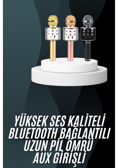 Karaoke Mikrofon Bluetooth Bağlantılı Aux Girişli Uzun Pil Ömrü Yüksek Ses Kaliteli Mh-hs3369-1611