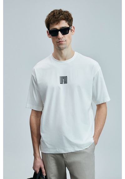 Lufian Helıx Modern Grafik T- Shirt Kırık Beyaz Kırık Beyaz 111020245100510 KIRIK BEYAZ