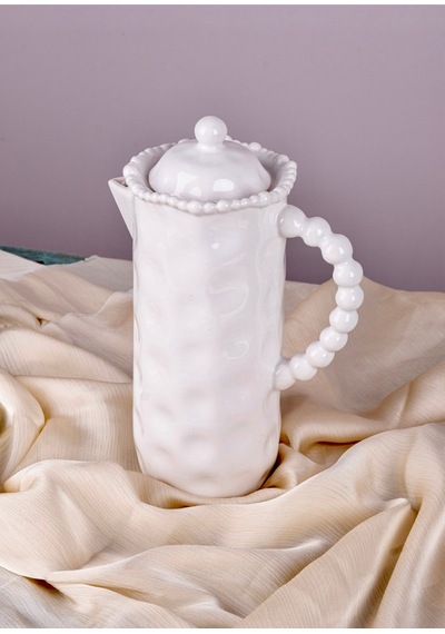 Beyaz Porselen 1000 Ml Yağdanlılk Sütlük Sürahi Beyaz