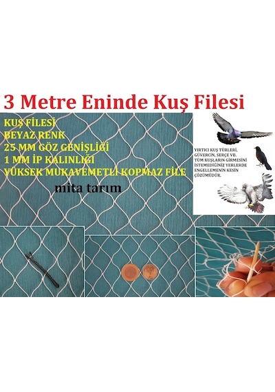 Kuş Önleme Filesi, 3 Metre Eninde, Kuş Filesi (295886843)